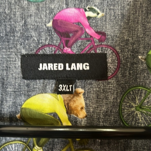 Jared Lang Animal Bicycle Button Shirt Men Size 3XLT Gray Racer Rider Biker Bike - Picture 4 of 11
